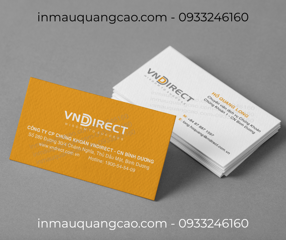 Mẫu card visit cty chứng khoán VN Direct - in card visit giá rẻ Bình Dương